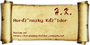 Horánszky Káldor névjegykártya